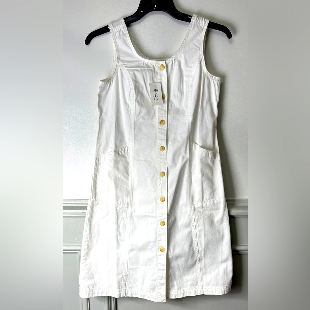 Style & Company Short Sleeve Denim Dress in Bright White